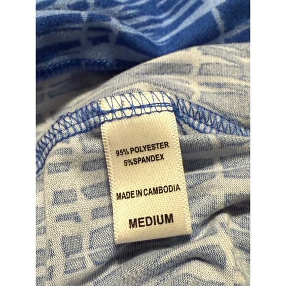 Muk Luks Women’s PJ Set Medium Blue White Ikat Print Short Sleeve Top & Shorts - Picture 9 of 12